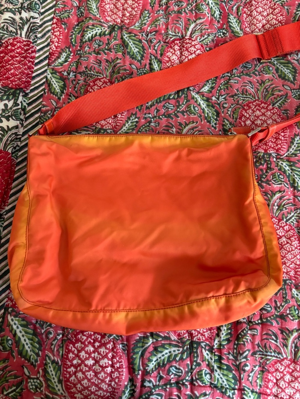 Prada Vibrant Orange Nylon Crossbody with Silver-Tone Logo - Picture 4 of 14